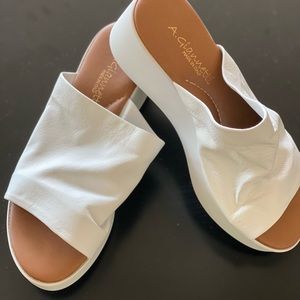 A. Giannetti white leather sandals